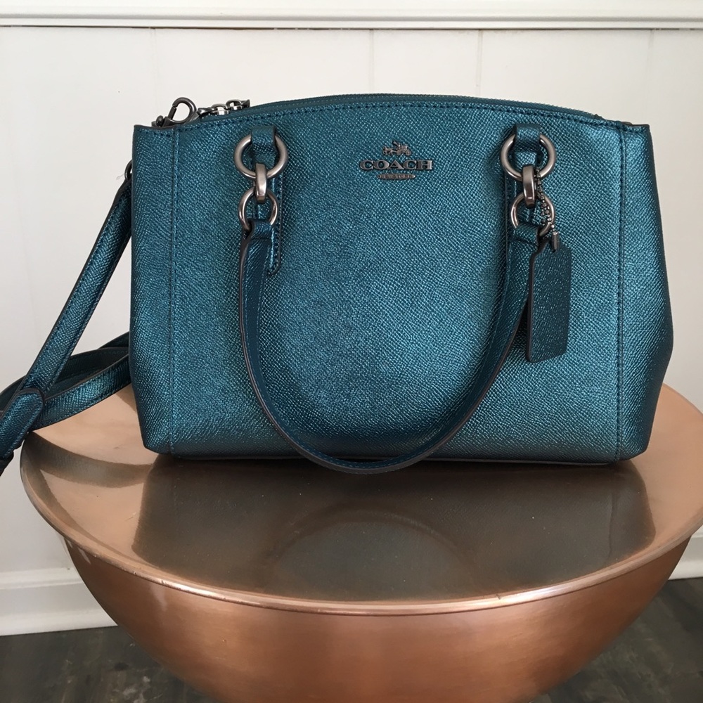 Coach Mini Christie Metallic Teal Bag NWT